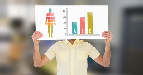 Canvas Print - Human Body Chart and man holding card