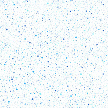 Chaotic Uneven Spots, Drops Or Dots Seamless Repeat Vector Pattern. Hand Drawn Splash Texture. Shades Of Blue Spray On White Background. Tiny Specks, Flecks Or Blobs Of Various Size Abstract Ornament.