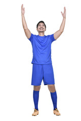 Poster - Happy asian football player posing celebrate