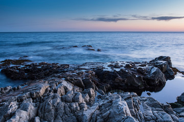Fototapete - Landscape of Lloret de Mar coast in tiwilight