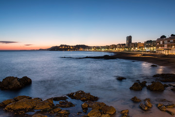 Fototapete - Landscape of Lloret de Mar beach at night