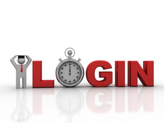 Poster - 3d login illustration with stopwatch