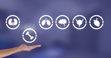 Poster - Body organs icons and hand open