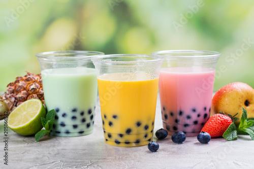 Fotografía Homemade bubble tea with tapioca pearls