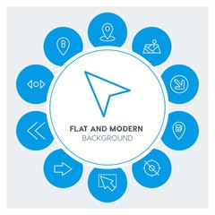 Poster - location, arrows, cursors Infographic Circle outline Icons Set. Contains such Icons as  business,  website,  elements,  background,  pattern,  banner,  slider and more. Fully Editable. Pixel Perfect