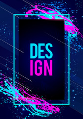 Poster - Vector Illustration dynamic futuristic modern flyer or party frame art design with abstract shapes and space for text