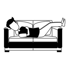 Poster - Man sleeping in sofa vector illustration graphic design