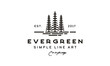 pine evergreen fir hemlock spruce conifer cedar coniferous cypress larch pinus tree forest vintage retro hipster line art Logo design 