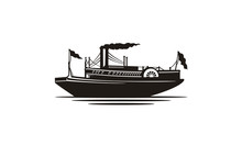 Classic Steamboat Steamship Vessel Ship Boat Silhouette Logo Design