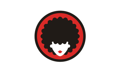 Cute Beauty woman Head with Curls Curly Hair sticker logo design inspiration