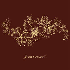 Fototapete - Floral ornament over dark background
