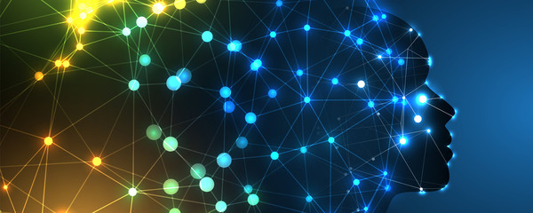 Artificial intelligence. Technology web background. Virtual concept
