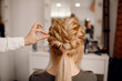 © Parilov - Close-up of woman hairdresser weaving plaits in beauty salon.