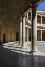 Circular Courtyard Inside The Palace Of Charles V (Palacio De Carlos V La Alhambra)