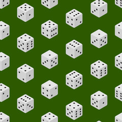 Poster - 3d Dice Combinations Seamless Pattern Background Isometric View. Vector