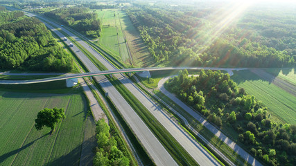 Canvas Print - Highway from drone
