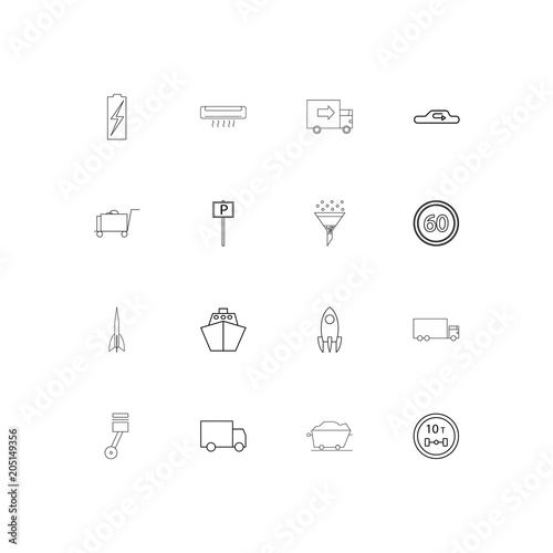 Fotografía Cars And Transportation linear thin icons set
