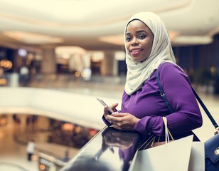 Sticker - Islamic woman shopping at the mall