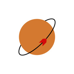 Aufkleber - planet with a companion colored icon. Element of web icon for mobile concept and web apps. Colored isolated planet with a companion icon can be used for web and mobile