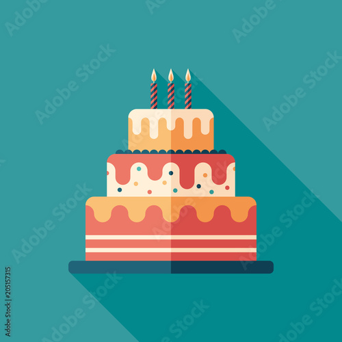Fotomural Festive cake flat square icon with long shadows.