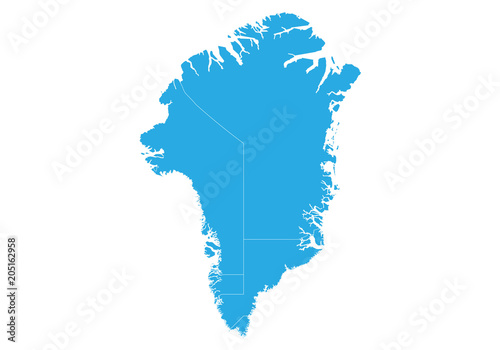 Fotografie, Obraz Map of greenland. High detailed vector map - greenland.