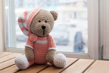 Teddybear Toy Knitted In The Technique Of Knitting Amigurumi
