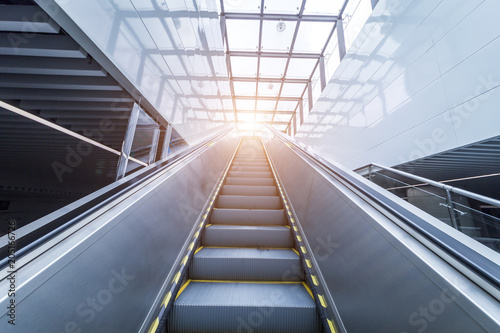 Fotomural Close up to escalator yellow and gray steel line.