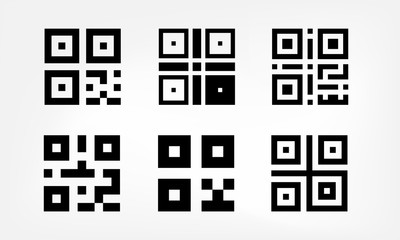 Wall Mural - Set of digital qr code icons. Scanning price and information labels collection