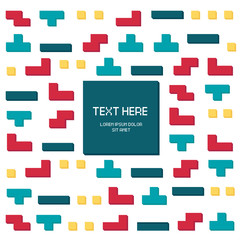 Poster - Vector cyber Tetris figure abstract background design.