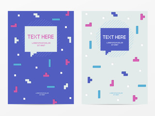 Poster - Vector cyber Tetris figure abstract background design.