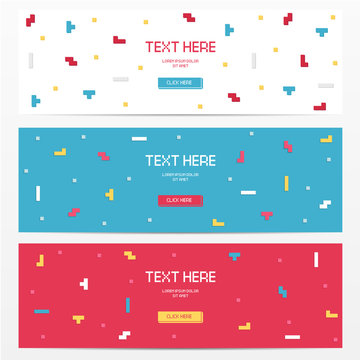 Vector cyber Tetris figure abstract background design.