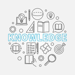 Poster - Knowledge vector round illustration in thin line style