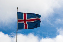 Icelandic Flag Blowing In The Sunshine