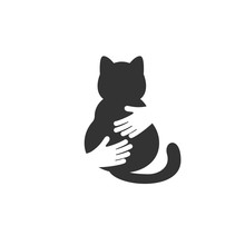 Adopt A Cat Logo. Cat Head Silhouette. Vector