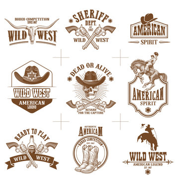 Wall Mural - wild west logos vector collection
