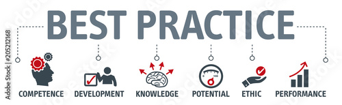 Fotografía Banner best practice vector illustration concept