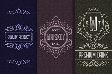 Poster - Beverage packaging design. Set of alcohol drink bottles labels.