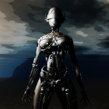 Digital 3D Illustration of a Fembot
