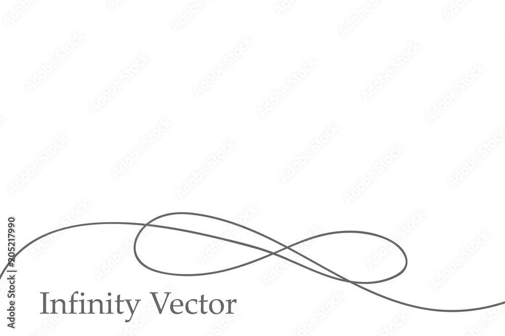 Infinity in solid lines of drawing. Continuous black line. Work flat ...
