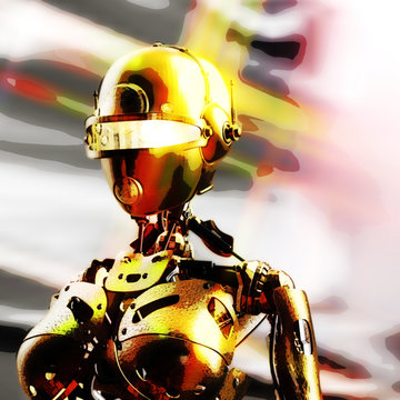 Digital 3D Illustration of a Fembot