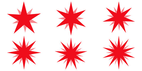 Poster - Red beams firework. Best for sale sticker, price tag, quality mark, vector set star glow radiance, design elements sunburst