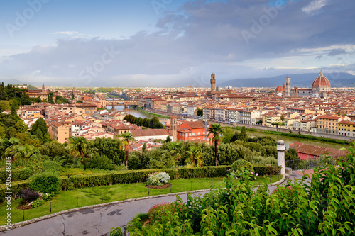 Plakat Panoramiczny widok Florencja w Włochy.