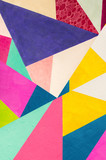 Fototapeta Abstrakcje - Geometric background of wall with bright tones.  pop art style