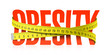 Obesity word with measuring tape, diet theme