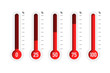 Set of thermometers in percentage with different levels