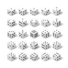 Wall Mural - 24 white isometric 3d dice set. All combinations for gambling game