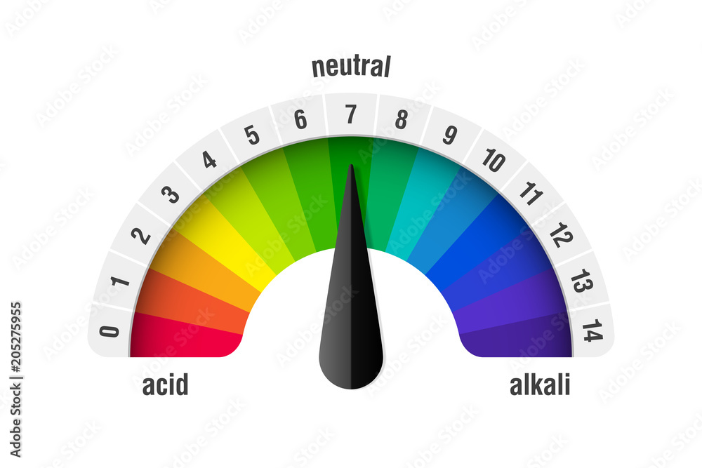 pH value scale meter for acid and alkaline solutions, acid-base balance ...