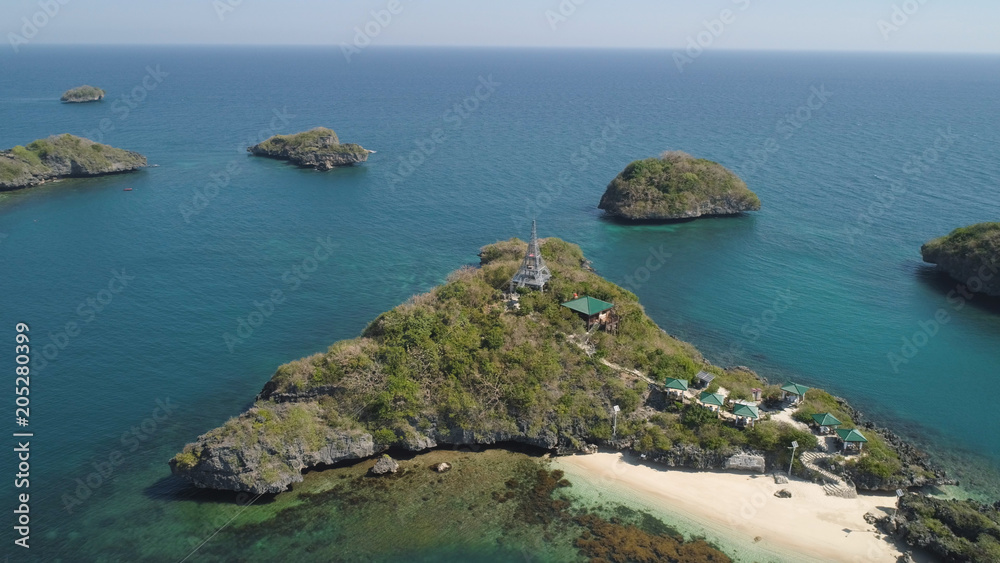 Hundred Islands National Park Alaminos Pangasinan Aerial view of Small islands with beaches and lagoons in Hundred