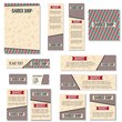 Corporate identity template for barbershop. Set of banner template. Voucher,card,brochure,invitation label.Business information objects in retro and vintage. Vector illustration for salon.