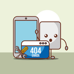 Wall Mural - mobile phone website repair 404 error page not found vector illustration